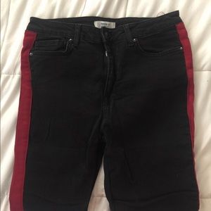 Black jeans with red stripe on both sides